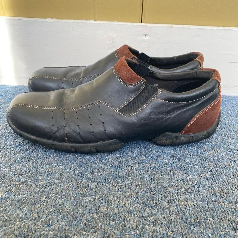 Rockport men 13 casual slip on leather shoes black and brown